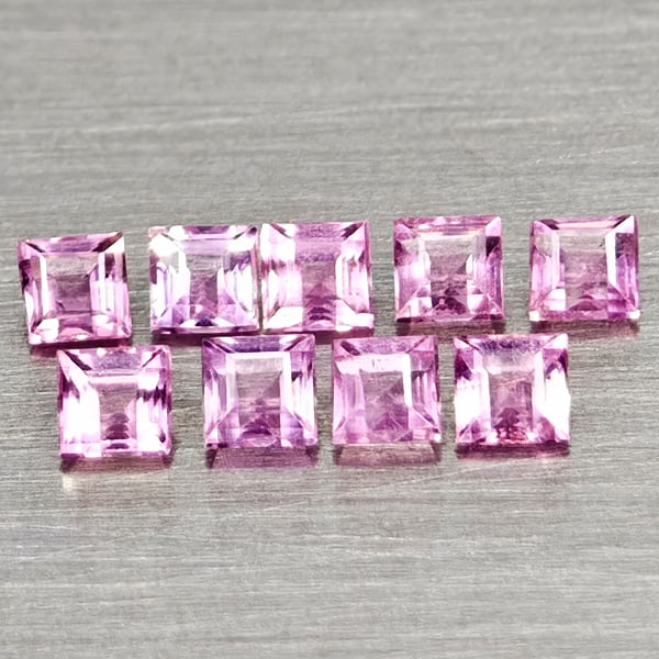 Natural Pink Sapphire 0.78 Ct. 9 Pcs Square Shape 2.2 Mm Gemstones From Madagascar (1 of 3)