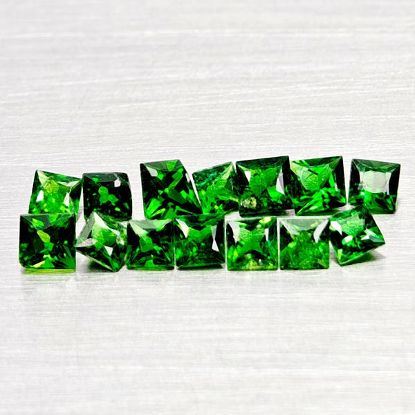 Natural Green Chome Tourmaline 0.72 Ct. 14 Pcs Square Shape Gemstones From Nigeria (1 of 3)
