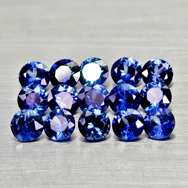Natural Diffusion Blue Ceylon Sapphire 1.56 Ct. 15 Pcs Round Diamond Cut 2.8 Mm Gemstones From Sri - (1 of 3)