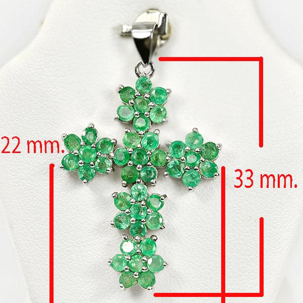 Natural Green Emerald 925 Sterling Silver Pendant Jewelry 3.62 Grams Cross Design (1 of 3)
