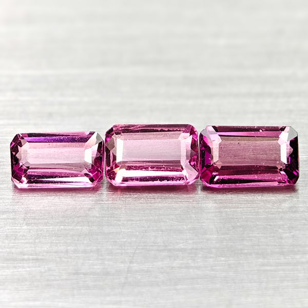 Natural Pink Tourmaline 1.41 Ct. 3 Pcs Octagon Shape Gemstones From Nigeria: Product ID: 807250801 Product Name: Natural Tourmaline Weight: 1.41 CT. Size: 5.8 x 3.7 x 2.5 MM. Shape: Octagon Color: Party Color Clarity:VSI Luster: Good Gems Origin: Nigeria Treatment: Unheated Cr