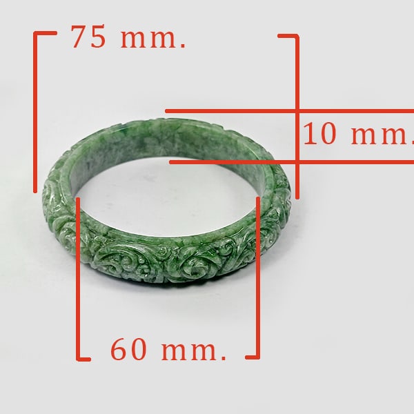 Natural Green Jade Bangle Carving 325.00 Ct. Diameter 60 Mm. Unheated Gemstone (1 of 3)