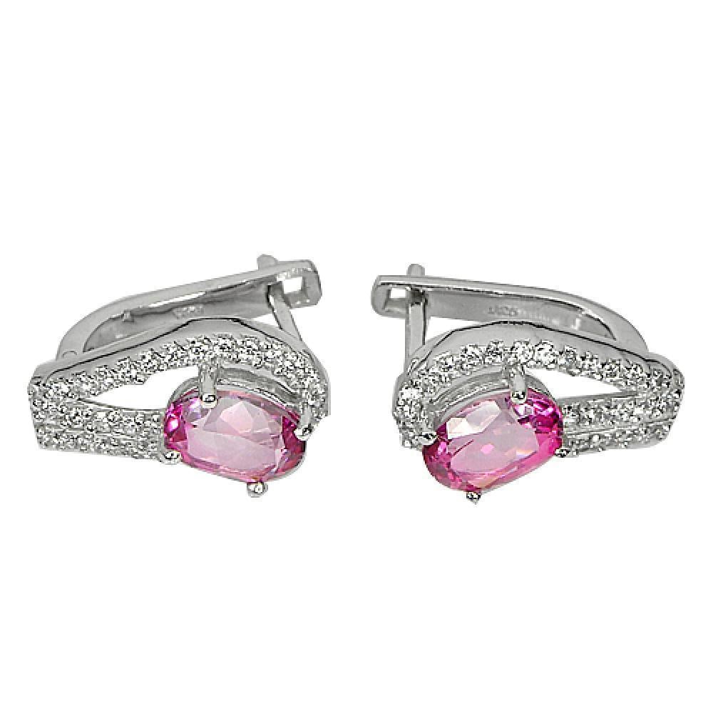 Natural Pink Topaz Gemstone 925 Sterling Silver Earrings Jewelry 4.41 G. (1 of 3)
