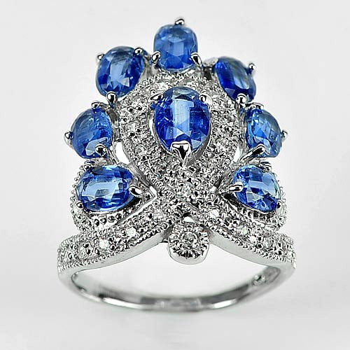 Natural Blue Kyanite 925 Sterling Silver Ring Jewelry Size 8 (1 of 3)