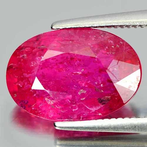 Natural Pinkish Red Ruby 5.17 Ct. Oval Shape 12.2 x 8.4 Mm Gemstone From Mozambique (1 of 3)