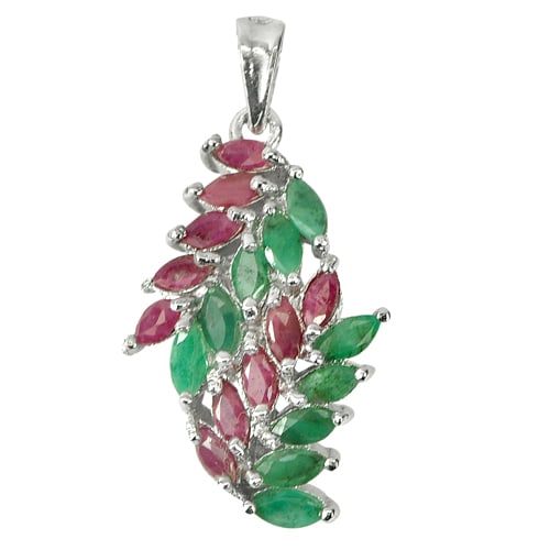 Natural Ruby and Emerald 925 Sterling Silver Pendant Jewelry 4.20 G. (1 of 3)