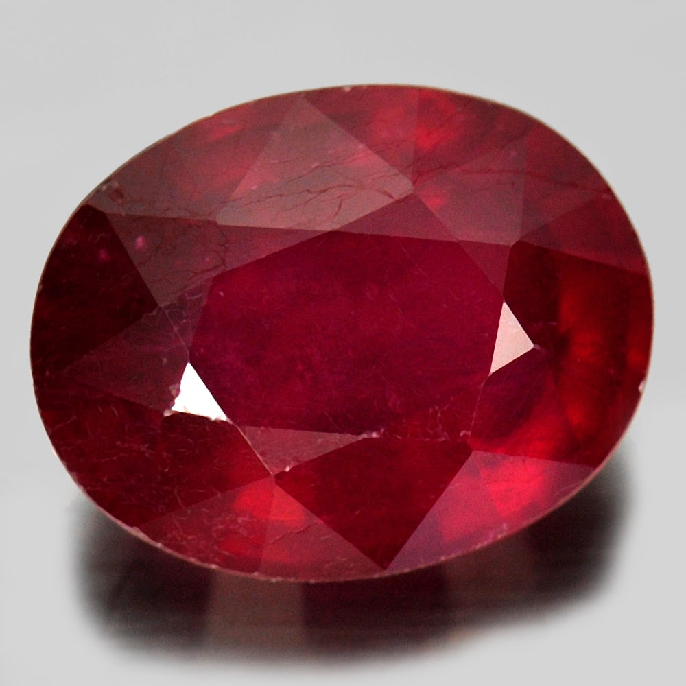 Natural Red Ruby 3.88 Ct. Oval Shape 10.1 x 7.9 Mm. Gemstone From Mozambique (1 of 3)
