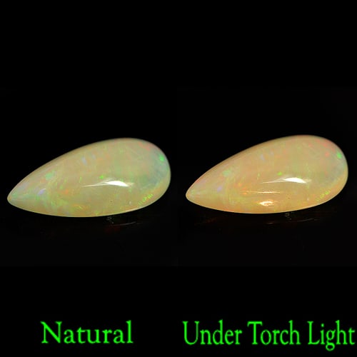 Natural Multi Color Opal 2.20 Ct. Pear Cabochon Shape 16.4 x 8.3 Mm Unheated Gemstone: Product ID: 818727485 Product Name: Natural Opal Weight: 2.20 CT. Size: 16.4 x 8.3 x 4.6 MM. Shape: Pear Cabochon Color: Multi-Color Clarity:Semi - Transparent Luster: Good Gems Origin: Ethiopia Treat