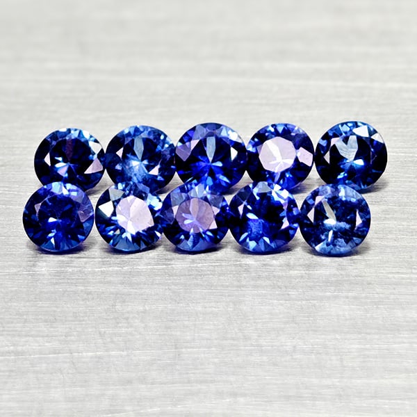 Natural Diffusion Blue Ceylon Sapphire 1.03 Ct. 10 Pcs Round Diamond Cut 2.9 Mm Gemsotnes From Sri - (1 of 3)
