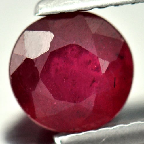 Natural Pinkish Red Ruby 1.27 Ct. Round Shape  6.5 Mm. Gemstone From Madagascar (1 of 3)