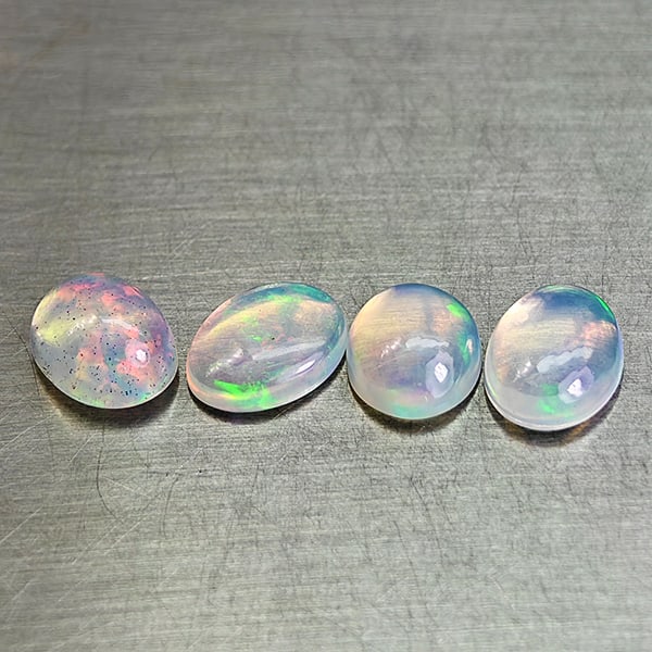 Natural Multi-Color Play Of Colour Opal 2.47 Ct. 4 Pcs Oval Cabochon Shape  7.9 x 6 Mm Gemstones (1 of 3)