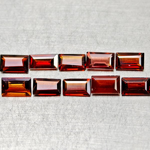 Natural Orangish Red Garnet 3.29 Ct. 10 Pcs Baguette Shape 5.1 x 3.1 Mm Gemstones From Tanzania: Product ID: 802936469 Product Name: Natural Red Garnet Weight: 3.29 CT. Size: 5.1 x 3.1 x 2.1 MM. Shape: Baguette Color: Orangish Red Clarity:VSI Luster: Very Good Gems Origin: Tanzania Treatment: Unh