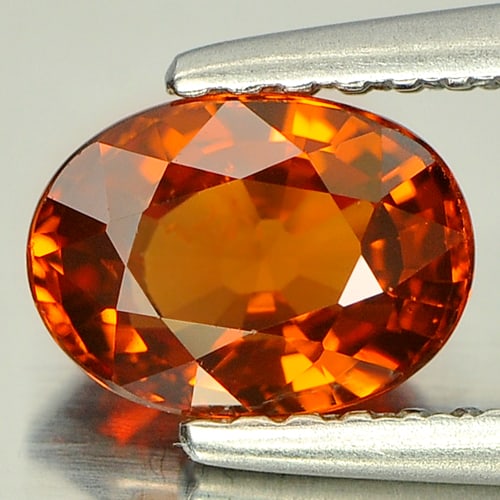 Natural Reddish Orange Spessartine Garnet 1.13 Ct. Oval Shape 7.1 x 5.2 Mm Gemstone From Nigeria: Product ID: 802920882 Product Name: Natural Spessartine Weight: 1.13 CT. Size: 7.1 x 5.2 x 3.8 MM. Shape: Oval Color: Reddish Orange Clarity:VSI Luster: Good Gems Origin: Nigeria Treatment: Unheated C