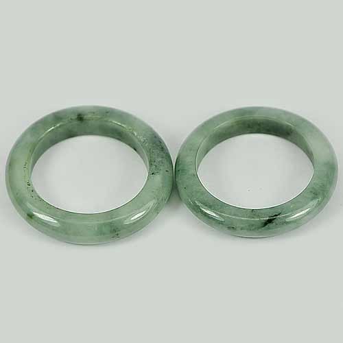 Natural Green Rings Jade 22.87 Ct. 2 Pcs. Size 7 Round Shape Gemstone From Thailand (1 of 3)