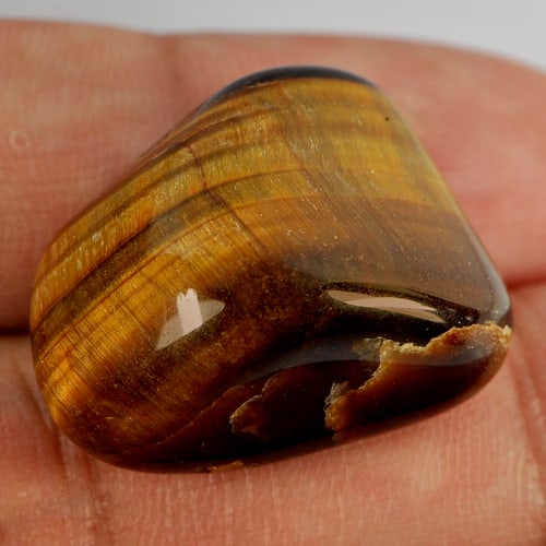 Natural Yellow Brown Tiger Eye Agate 39.11 Ct Fancy Cabochon Shape 22 x 18 Mm Gemstone (1 of 3)