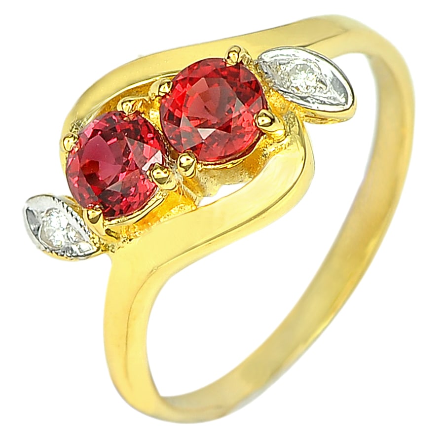 Natural Red Sapphire 1.14 Ct. and Diamond 18K Yellow Gold Ring Jewelry Size 6.5 (1 of 3)