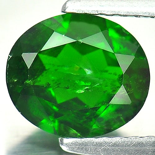 Natural Green Chrome Diopside 1.56 Ct. Oval Shape 8.2 x 7.1 Mm Gemstone From Russia: Product ID: 801605820 Product Name: Natural Chrome Diopside Weight: 1.56 CT. Size: 8.2 x 7.1 x 3.8 MM. Shape: Oval Color: Green Clarity:SI Luster: Good Gems Origin: Russia Treatment: Unheated Crystal 