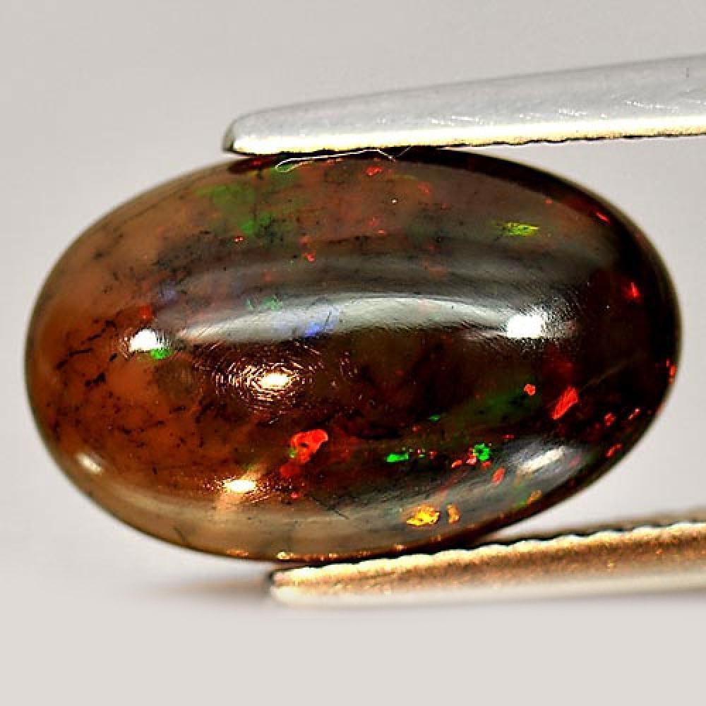 Natural Fire Red Black Opal 3.78 Ct. Oval Cabochon Shape 14.7 x 9.3 Mm. Unheated Gemstone (1 of 3)