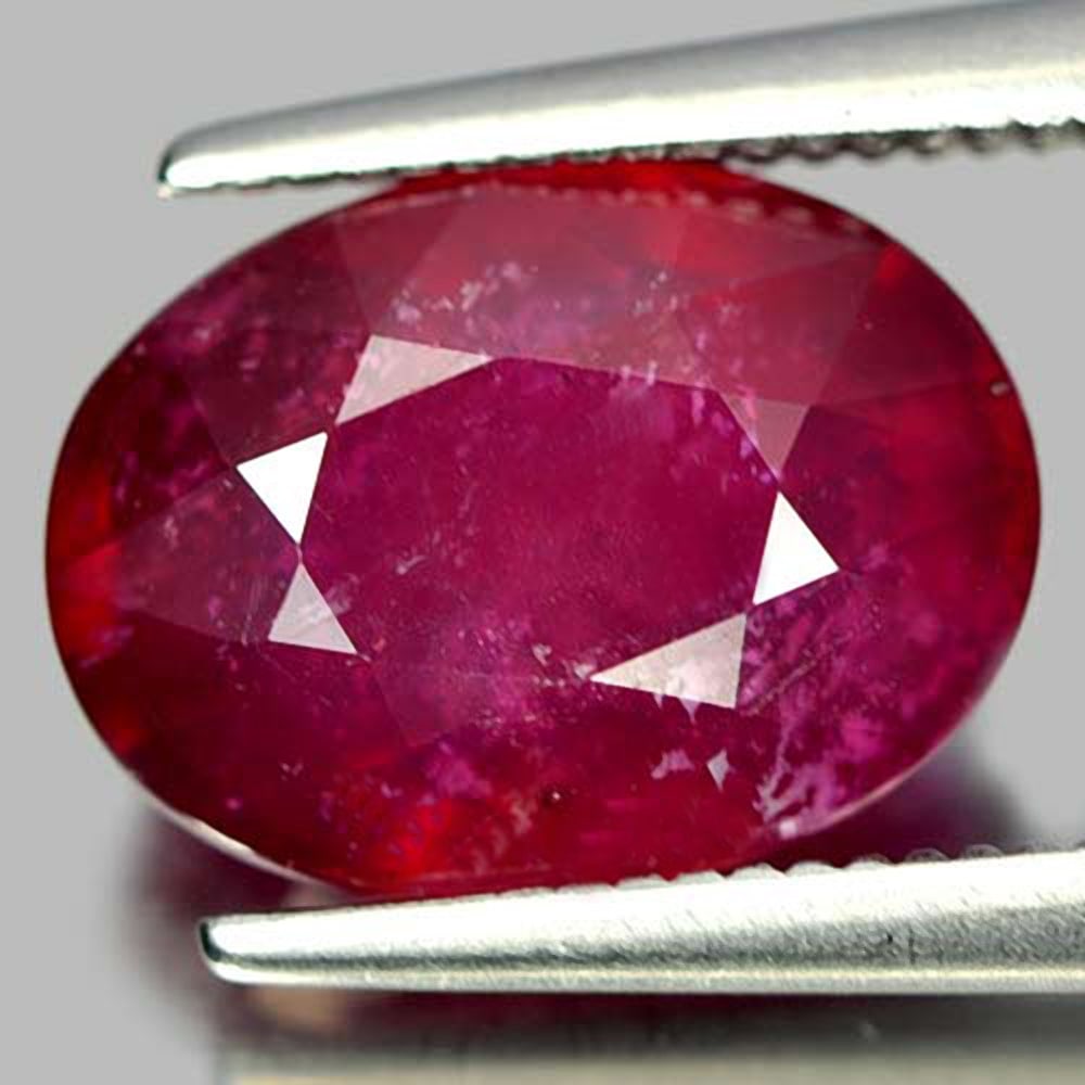 Natural Purplish Red Ruby 4.37 Ct. Oval Shape 10.7 x 7.9 Mm. Gemstone From Madagascar (1 of 3)