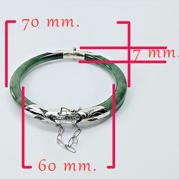 Natural Genuine Burmese Jade Bangle 124.33 Ct. Diameter 60 Mm. With Silver Jewelry (1 of 3)