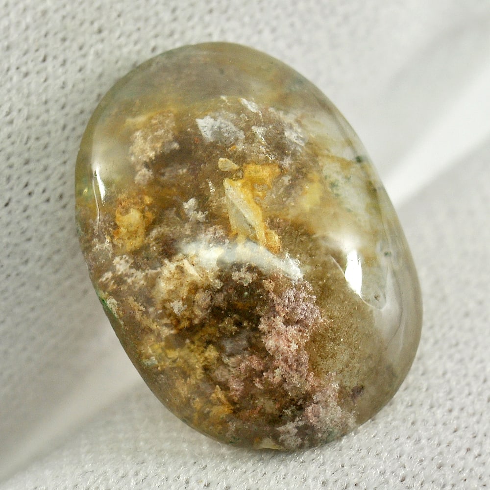 Natural Moss Quartz 8.50 Ct. Oval Cabochon 16.6 x 12 Mm. Gemstone From Thailand: Product ID: 805529645 Product Name: Natural Quartz Weight: 8.50 CT. Size: 16.6 x 12 x 6.6 MM. Shape: Oval Cabochon Color: Multi-Color Clarity:Semi - Transparent Luster: Good Gems Origin: Thailand Trea
