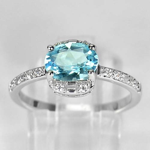 Natural Blue Topaz 925 Sterling Silver Ring Jewelry Size 7.5: Product ID: 280410027 / Product Type: 925 Sterling Silver Fine Jewelry / Jewelry Weight: 2.45 Grams. / Ring Size: 7.5 Resizable(Fee) / Gemstones Color: Blue / Metal: Solid Silver 92.5%. / Gemstone Det