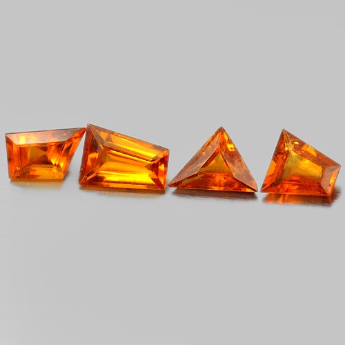 Natural Orange Spessartine Garnet 1.97 Ct. 4 Pcs Mix Shape 6 x 4.3 Mm. Gemstone From Nigeria: Product ID: 802923582 Product Name: Natural Spessartine Weight: 1.97 CT. Size: 6 x 4.3 x 2.7 MM. Shape: Mix shape Color: Orange Clarity:SI Luster: Good Gems Origin: Nigeria Treatment: Unheated Crystal