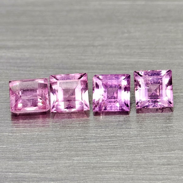 Natural Pink Sapphire 0.95 Ct. 4 Pcs Square Shape 3.1 Mm Gemstones From Madagascar (1 of 3)