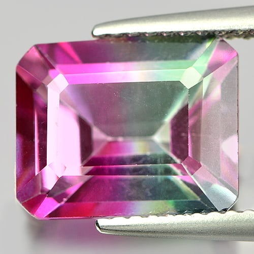 Natural Emerald Envy Pure Pink Topaz 5.20 Ct. VVS Octagon Shape 10.9 x 8.9 Mm. Gemstone From Brazil: Product ID: 807166454 Product Name: Natural Topaz Weight: 5.20 CT. Size: 10.9 x 8.9 x 5.8 MM. Shape: Octagon Color: Bi-Color Clarity:VVS Luster: Good Gems Origin: Brazil Treatment: Treated Crystal Str