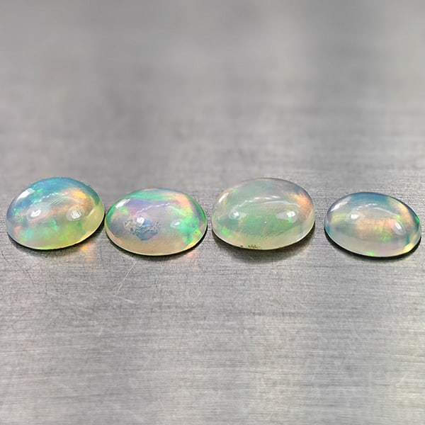 Natural Multi-Color Opal 2.96 Ct. 4 Pcs Oval Cabochon Shape 8 x 6.2 Mm. Unheated Gemstone (1 of 3)