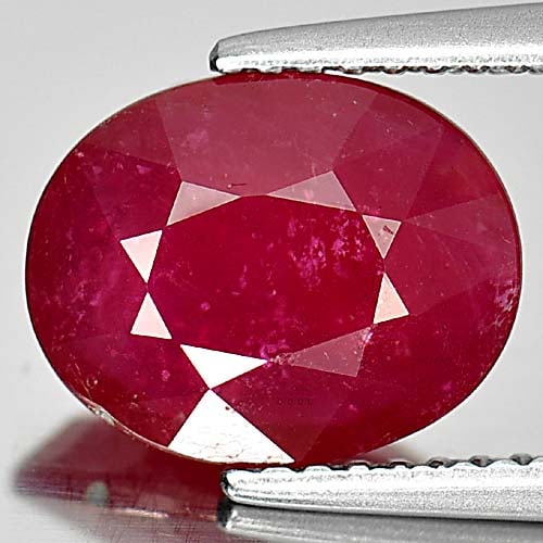 Natural Purplish Red Ruby 3.20 Ct. Oval Shape 10.3 x 8.3 Mm. Gemstone From Madagascar: Product ID: 805928444 Product Name: Natural Ruby Weight: 3.20 CT. Size: 10.3 x 8.3 x 3.7 MM. Shape: Oval Color: Purplish Red Clarity:VSI Luster: Good Gems Origin: Madagascar Treatment: Heated (Lead-gl