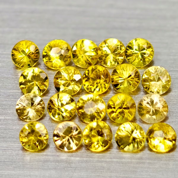 Natural Yellow Songea Sapphire 1.13 Ct. 20 Pcs Round Diamond Cut 2.1 Mm Gemstones From Tanzania (1 of 3)