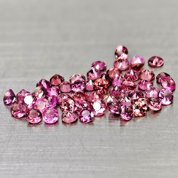Naturar Purplish Pink Rhodolite Garnet 1.78 Ct. 52 Pcs Round Diamond Cut 2 Mm Gemstones From (1 of 3)