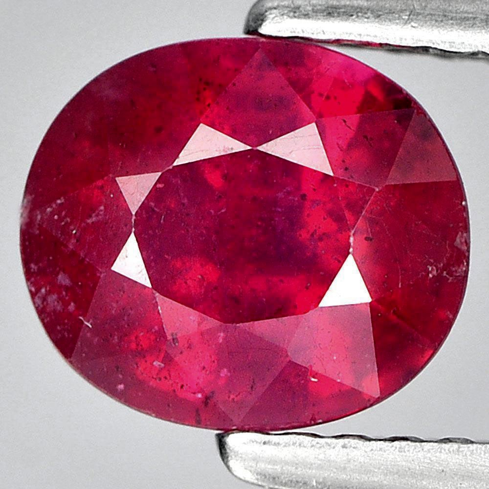 Natural Purplish Red Ruby 1.92 Ct. Oval Shape 7.4 x 6.5 Mm. Gemstone From Madagascar (1 of 3)