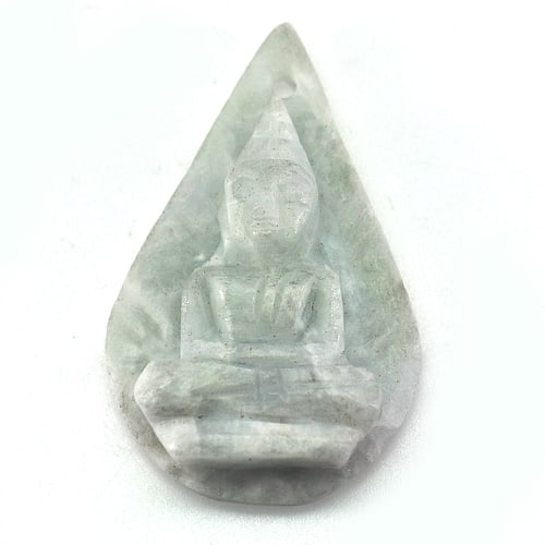 Natural White Green Jade 41.25 Ct. Buddha Carving Pendant Unheated: Product ID: 819812039 Product Name: Natural Jade Weight: 41.25 CT. Size: 36 x 23 x 8 MM. Shape: Buddha Carving Color: Green Clarity:Opaque Luster: Good Gems Origin: Thailand Treatment: Unheated Crysta