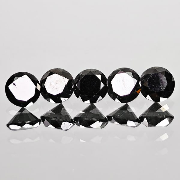 Natural Black Loose Diamond 0.96 Ct. 5 Pcs Round Diamond Cut 3.4 Mm From Belgium (1 of 3)