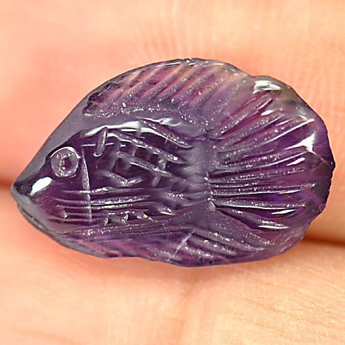Natural Purple Amethyst Fish Carving 6.00 Ct. Gemstone From Brazil: Product ID: 810303693 Product Name: Natural Amethyst Weight: 6.00 CT. Size: 17.6 x 11.2 x 5.6 MM. Shape: Fish Carving Color: Purple Clarity:Semi - Transparent Luster: Good Gems Origin: Brazil Treatmen