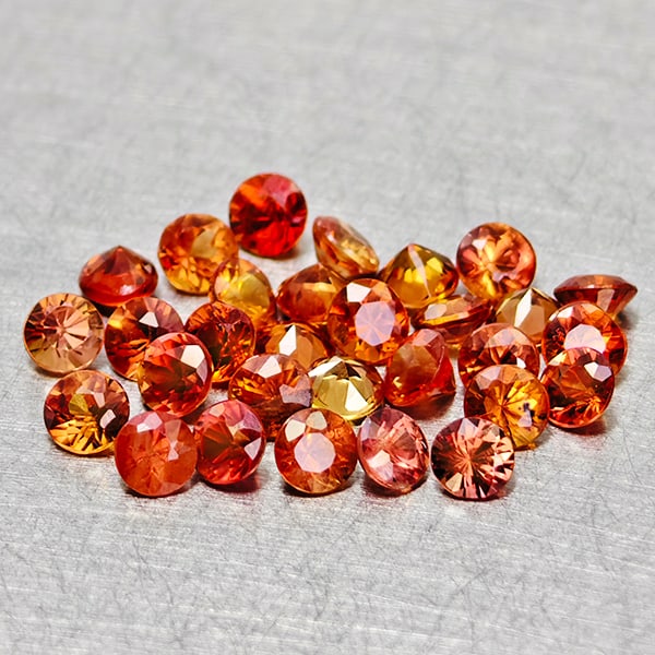 Natural Orange Red Songea Sapphire 2.48 Ct. 30 Pcs Round Diamond Cut 2.5 Mm Gemstones From Tanzania (1 of 3)