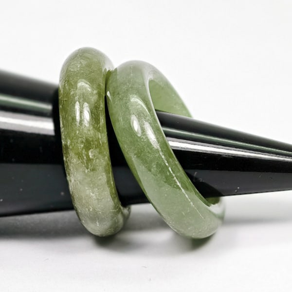 Natural Multi Color Jade 24.35 Ct. 2 Pcs Round Cabochon Rings Size 4.5 Gemstones From Burma (1 of 3)