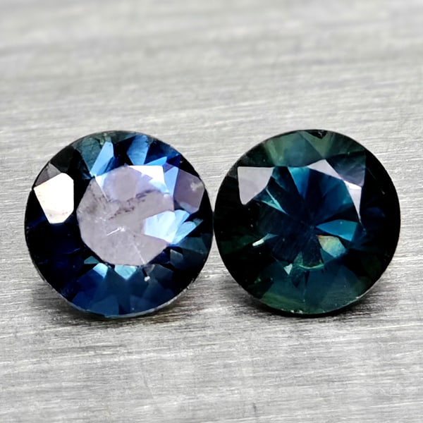 Natural Fancy Color Sapphire 0.40 Ct. 2 Pcs Round Diamand Cut 3.4 Mm Gemstones From Tanzania (1 of 3)