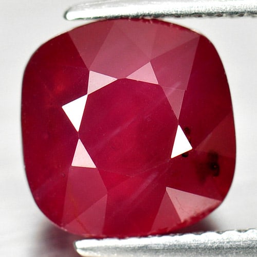 Purplish Red Ruby Natural Gemstone 4.83 Ct. Cushion Shape 8.7 x 8.5 x 6.4 Mm. (1 of 3)
