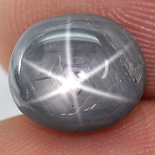 Natural Gray Star Sapphire 6 Rays 4.54 Ct. Oval Cabochon Shape 9.5 x 8.4 Mm. Gemstone Unheated: Product ID: 806149320 Product Name: Natural Star Sapphire Weight: 4.54 CT. Size: 9.5 x 8.4 x 5 MM. Shape: Oval Cabochon Color: Gray Clarity:Opaque Luster: Good 6 Rays Star Gems Origin: Thailand Treatm