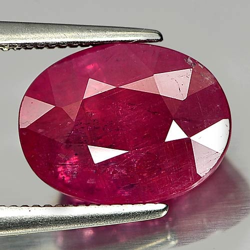 Natural Purplish Red Ruby 5.52 Ct. Oval Shape 11.3 x 8.7 Mm. Gemstone From Mozambique (1 of 3)