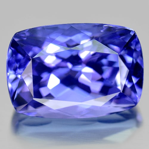 Certified Natural Violetish Blue Tanzanite 10.85 Ct. Clean Cushion Shape 10.27 x 14.63 Mm. Gemstone (1 of 4)