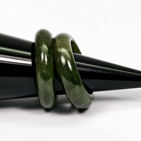 Natural Multi Color Jade 24.29 Ct. 2 Pcs Round Cabochon Rings Size 4.5 Gemstones From Burma (1 of 3)