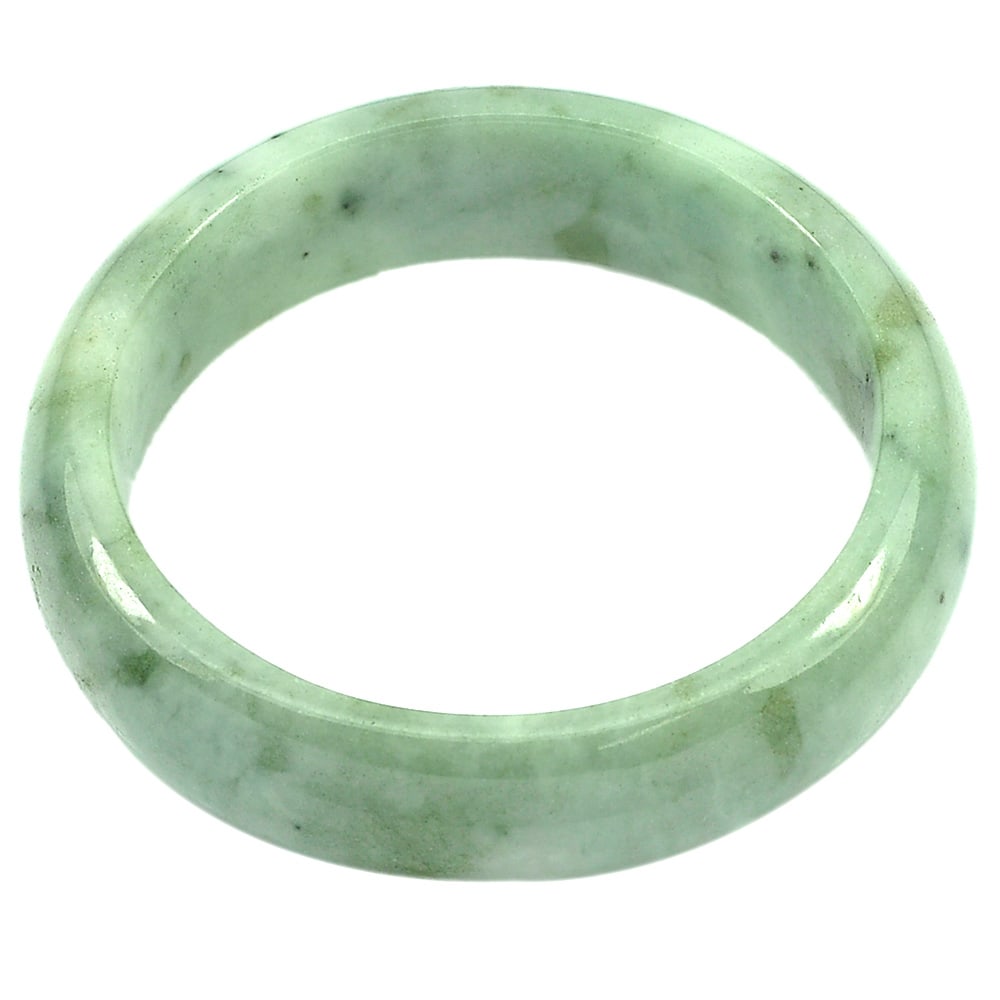 Natural Green Jade Bangle 391.06 Ct. Diameter 58 mm. Unheated Gemstone: Product ID: 819813518 Product Name: Natural Jade Weight: 391.06 CT. Size: 72 x 58 x 18 MM. Shape: Round Color: Green Clarity:Opaque Luster: Good Gems Origin: Thailand Treatment: Unheated Crystal Struc