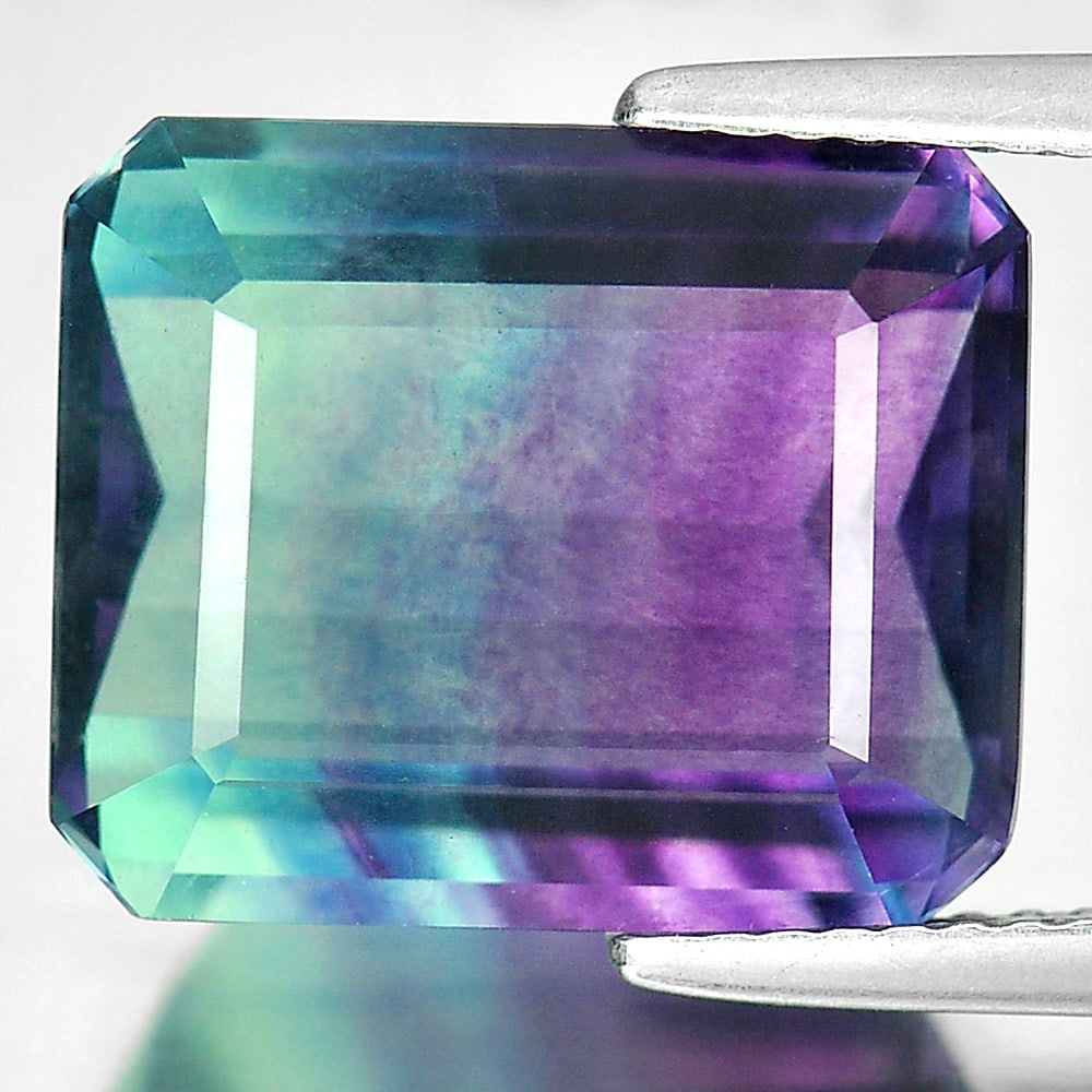 Natural Multi-Color Fluorite 10.13 Ct. Octagon Shape 13.8 x 11.5 Mm. Unheated Gemstone From Brazil (1 of 3)