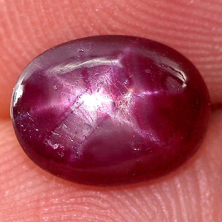 Natural Red Star Ruby 2.13 Ct. Oval Cabochon Shape 8.7 x 6.4 Mm. Gemstone From Madagascar (1 of 3)