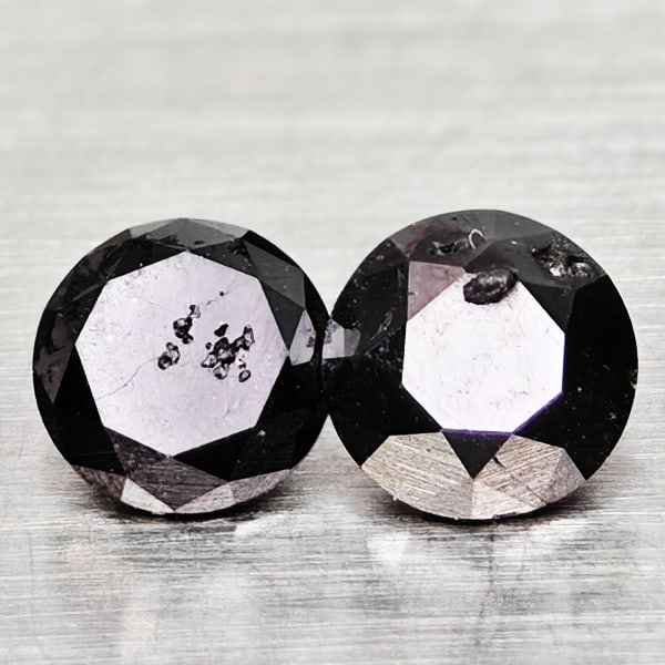 Natural Black Loose Diamond 0.59 Ct. 2 Pcs Round Diamond Cut 4 Mm (1 of 3)