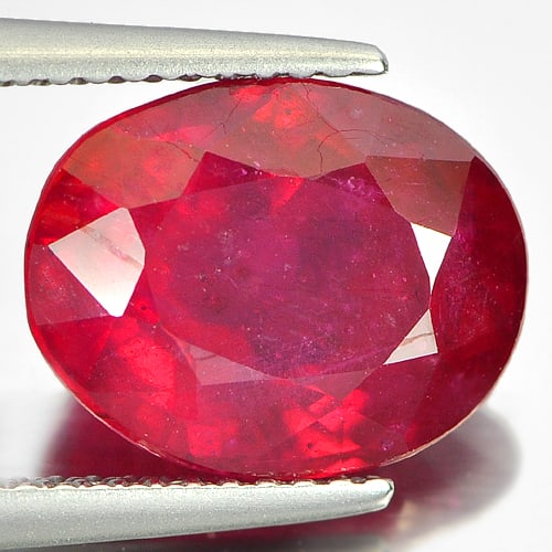 Natural Purplish Red Ruby 6.37 Ct. Oval Shape 11.6 x 9.3 Mm Gemstone From Mozambique (1 of 3)